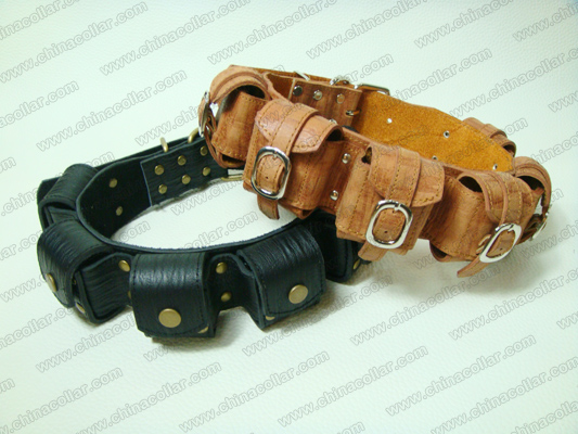 handmade real leather weighted dog collar