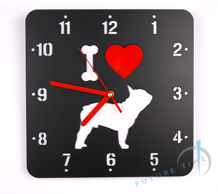 Wall clock - I love French Bulldog