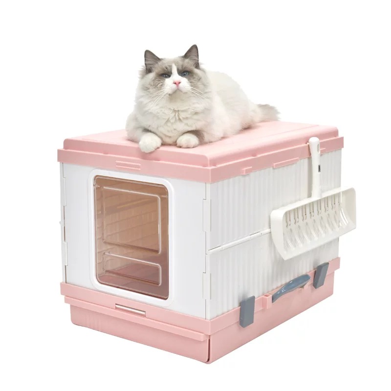 Folding cat litter box for portable outside