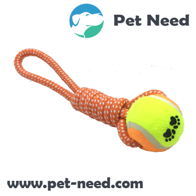 Coil One Handle Dog Rope Toy with Tennis Ball